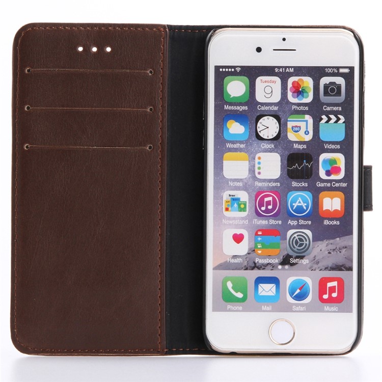 Retro Crazy Horse Wallet Leather Phone Case para iPhone 7 4.7 inch - café-4