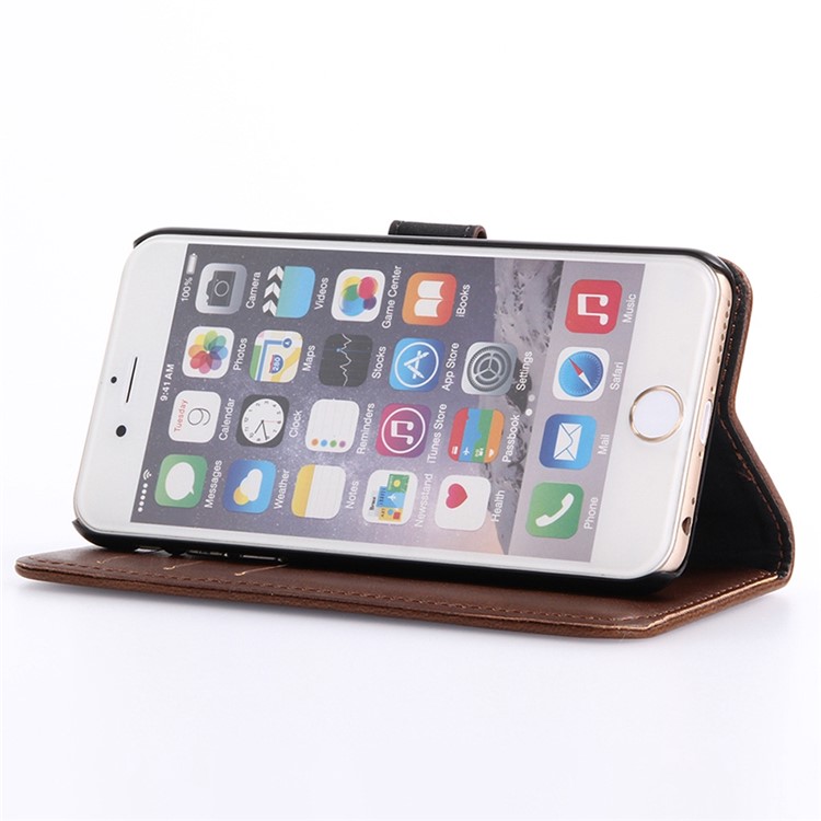 Retro Crazy Horse Wallet Leather Phone Case para iPhone 7 4.7 inch - café-6