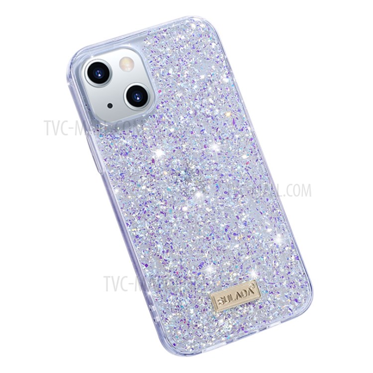 SULADA Colorful Series Anti-Drop Epoxy Glittering Diamond Powder Phone Cover Case for iPhone 13 6.1 inch - Purple-1