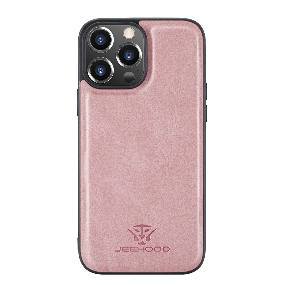 JEEHOOD Well-protected Anti-fall Magnetic Detachable 2-in-1 Hybrid Case with Zippered Wallet Kickstand for iPhone 13 Pro 6.1 inch - Pink-2