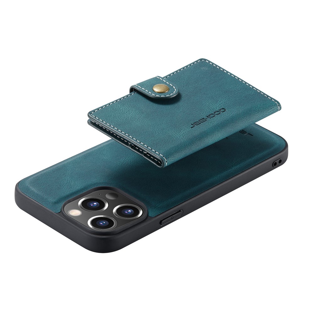 JEEHOOD Detachable 2-in-1 Magnetic Leather Wallet + Leather Coated TPU Phone Case for iPhone 13 mini 5.4 inch - Green-8
