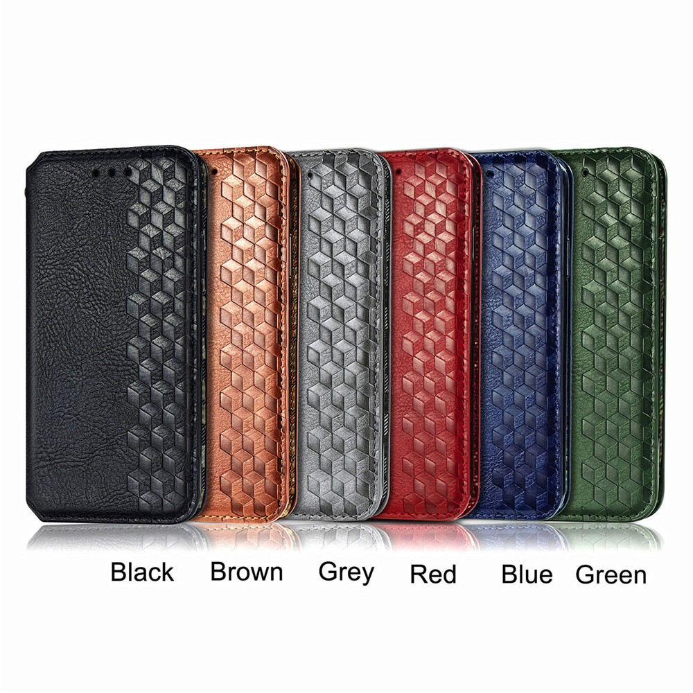Imprinting Rhombus Pattern Full Protection Leather Phone Cover Protector with Stand Wallet for iPhone 13 Pro 6.1 inch - Black-10
