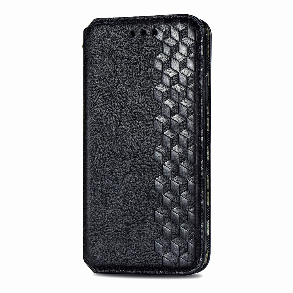 Imprinting Rhombus Pattern Full Protection Leather Phone Cover Protector with Stand Wallet for iPhone 13 Pro 6.1 inch - Black-2