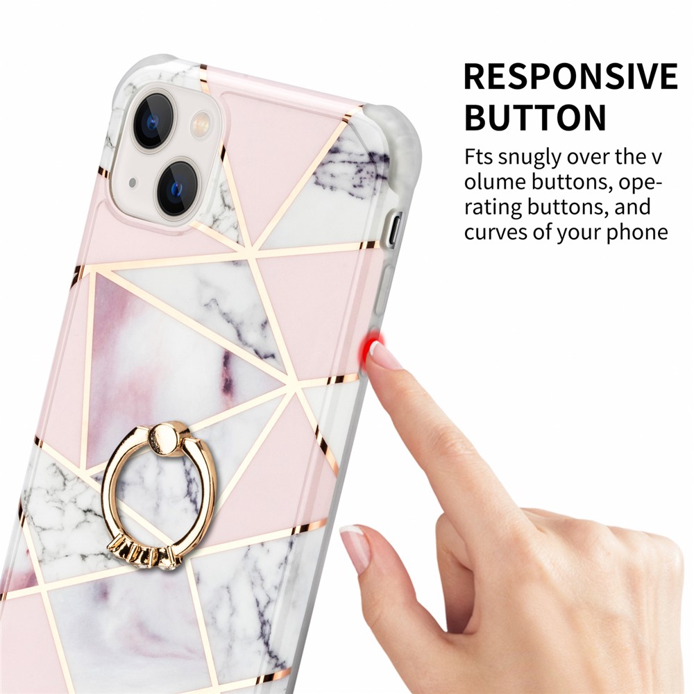 Four Corner Airbags Electroplating IMD Marble Pattern Splicing Case for iPhone 13 mini 5.4 inch - Style A-3