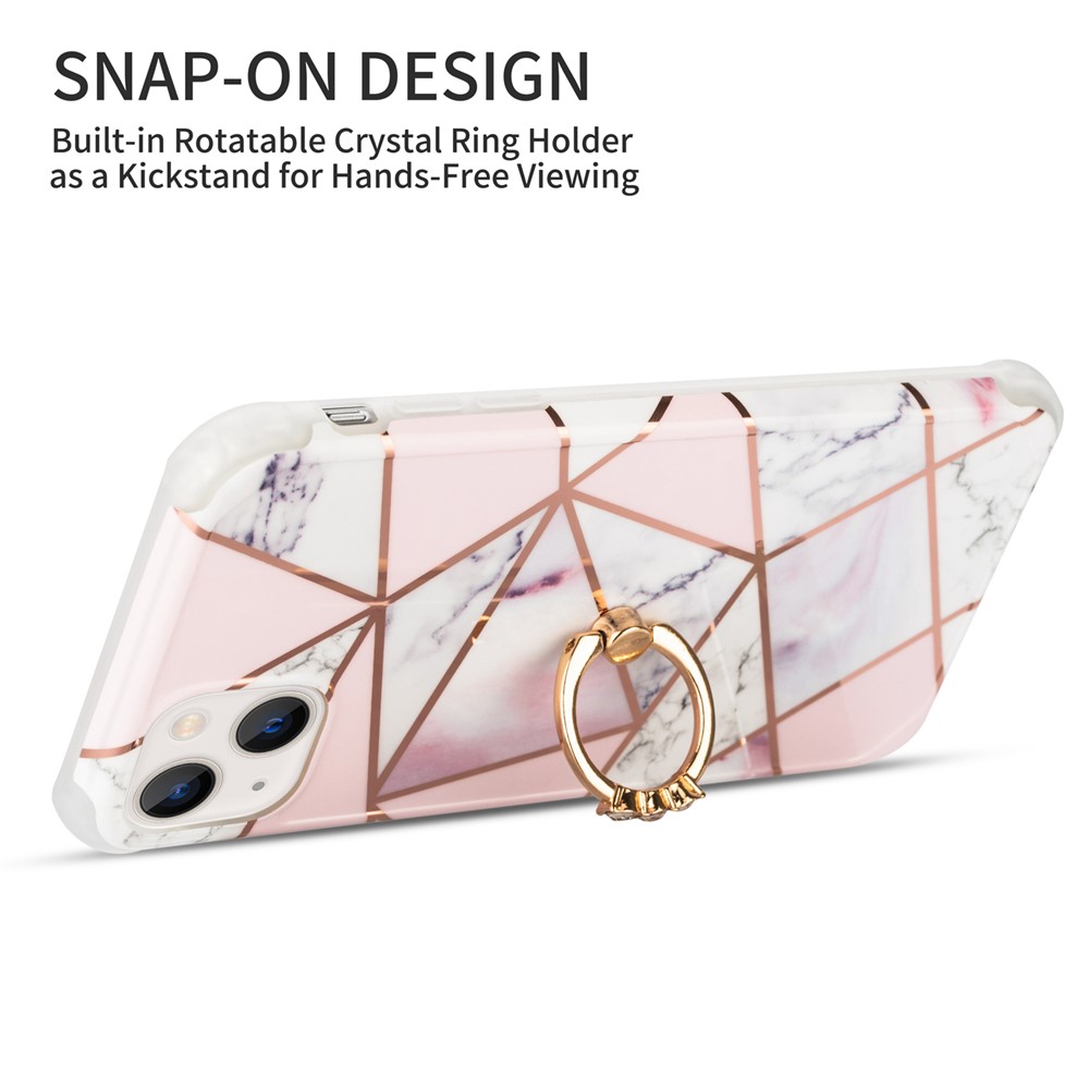 Four Corner Airbags Electroplating IMD Marble Pattern Splicing Case for iPhone 13 mini 5.4 inch - Style A-5