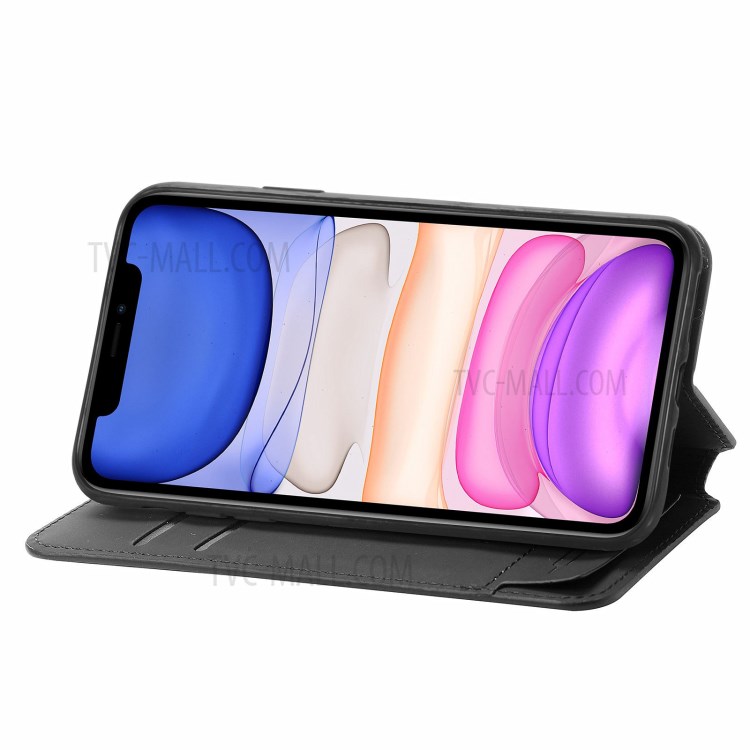 CASENEO 001 Series Colorful Pattern Printing Wallet Design Auto-absorbed Folio Flip Leather Phone Case with Stand for iPhone 11 Pro 5.8 inch - Purple Scale-4