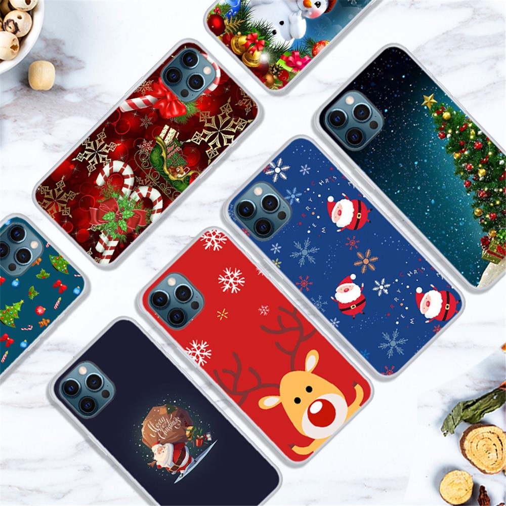 Christmas Pattern Printing Design Clear TPU IMD Protective Back Cover for iPhone 13 Pro Max 6.7 inch - Cute Snowman-2