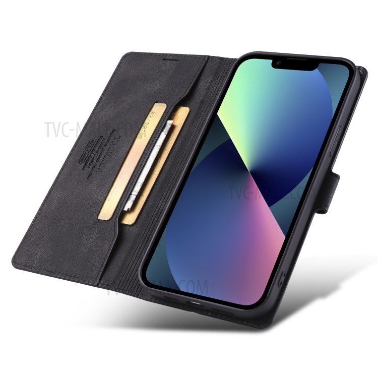 TAOKKIM Quality Flip Phone Case Leather Wallet Phone Cover for iPhone 13 mini 5.4 inch - Black-5