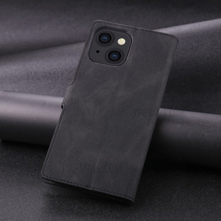 TAOKKIM Quality Flip Phone Case Leather Wallet Phone Cover for iPhone 13 mini 5.4 inch - Black-7