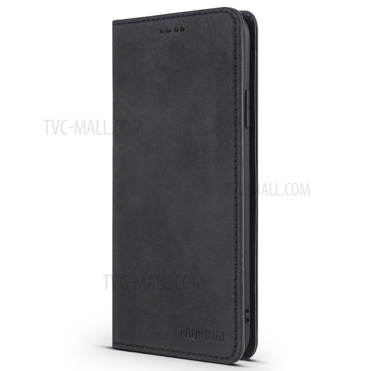 TAOKKIM Flip Phone Case Vintage Style Magnetic Auto-absorbed Leather Phone Cover with Card Slots for iPhone 13 mini 5.4 inch - Black-2