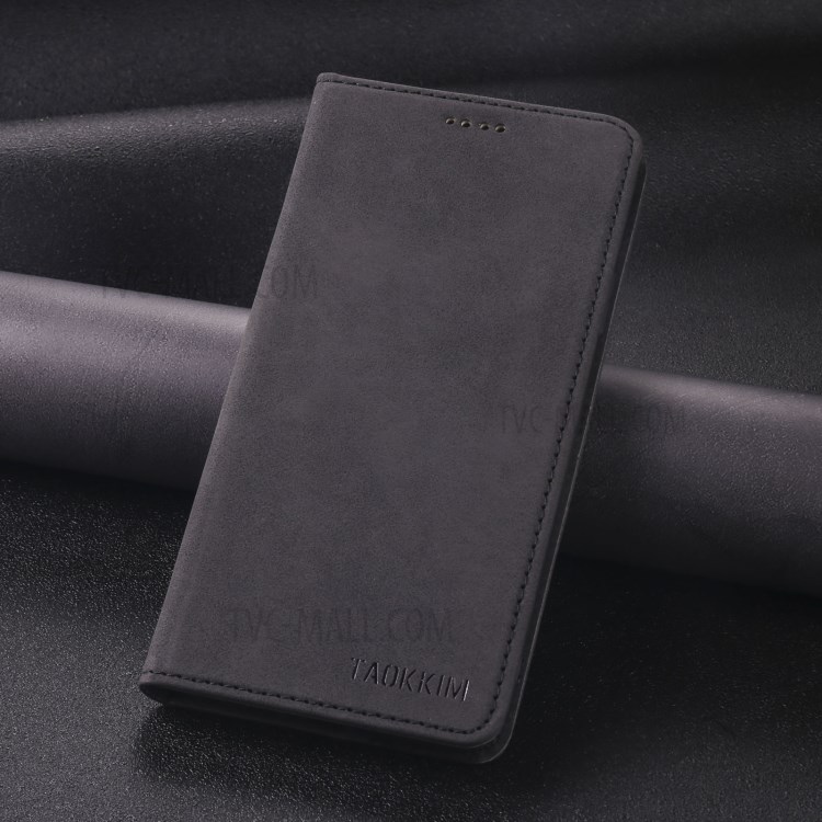 TAOKKIM Flip Phone Case Vintage Style Magnetic Auto-absorbed Leather Phone Cover with Card Slots for iPhone 13 mini 5.4 inch - Black-7