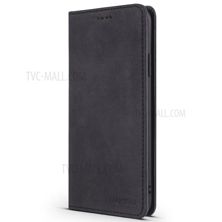 TAOKKIM Magnetic Auto-absorbed Vintage Style Flip Phone Cover Case Leather Phone Shell with Card Slots for iPhone 13 Pro 6.1 inch - Black-2
