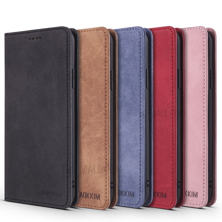 TAOKKIM Vintage Style Magnetic Auto-absorbed Flip Phone Case Leather Phone Cover with Card Slots for iPhone 13 Pro Max 6.7 inch - Black-8