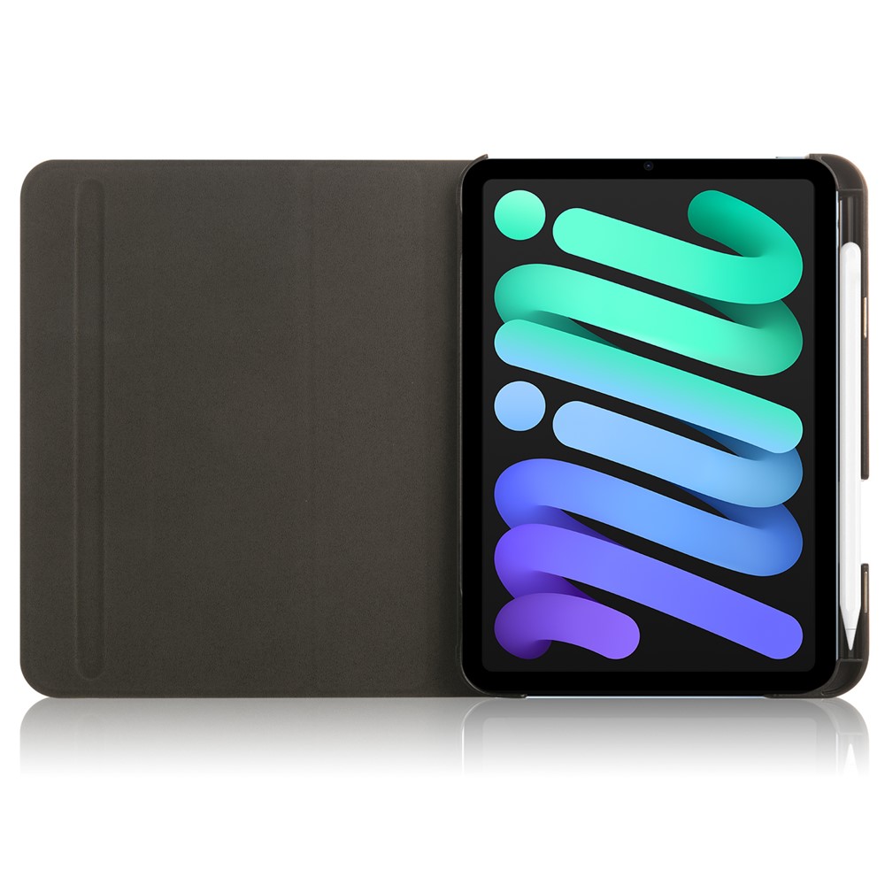 Rotary Adjustable Stand Design Solid Color PU Leather Tablet Cover Case for iPad mini (2021) - Black-4