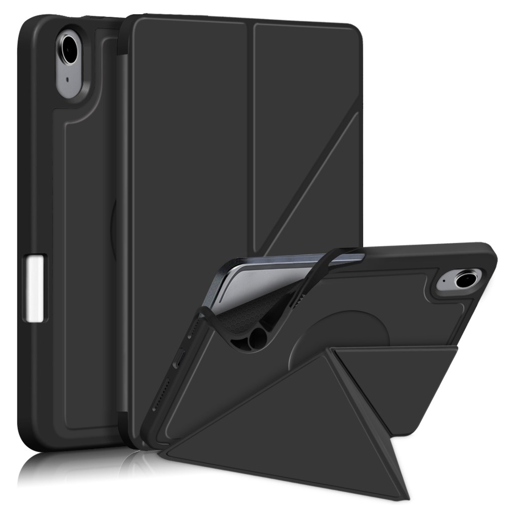 Origami Stand Function PU Leather and TPU Auto Sleep/Wake Tablet Cover Protector Flip Tablet Case for iPad mini (2021) - Black-1