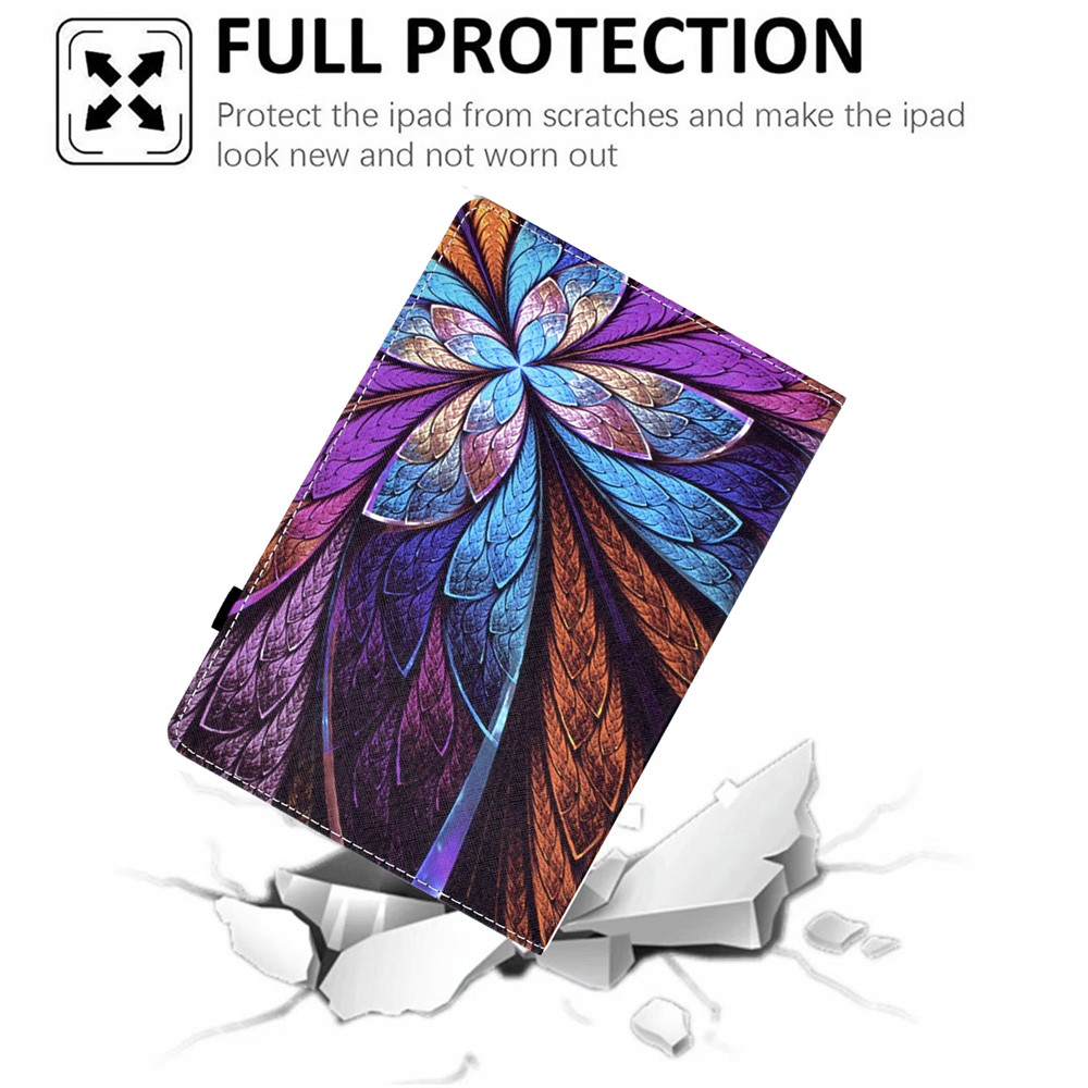 Elastic Strap Closure Pattern Printing Stand Leather Tablet Case Cover with Card Slots for iPad mini (2021) - Colorful Flower-10