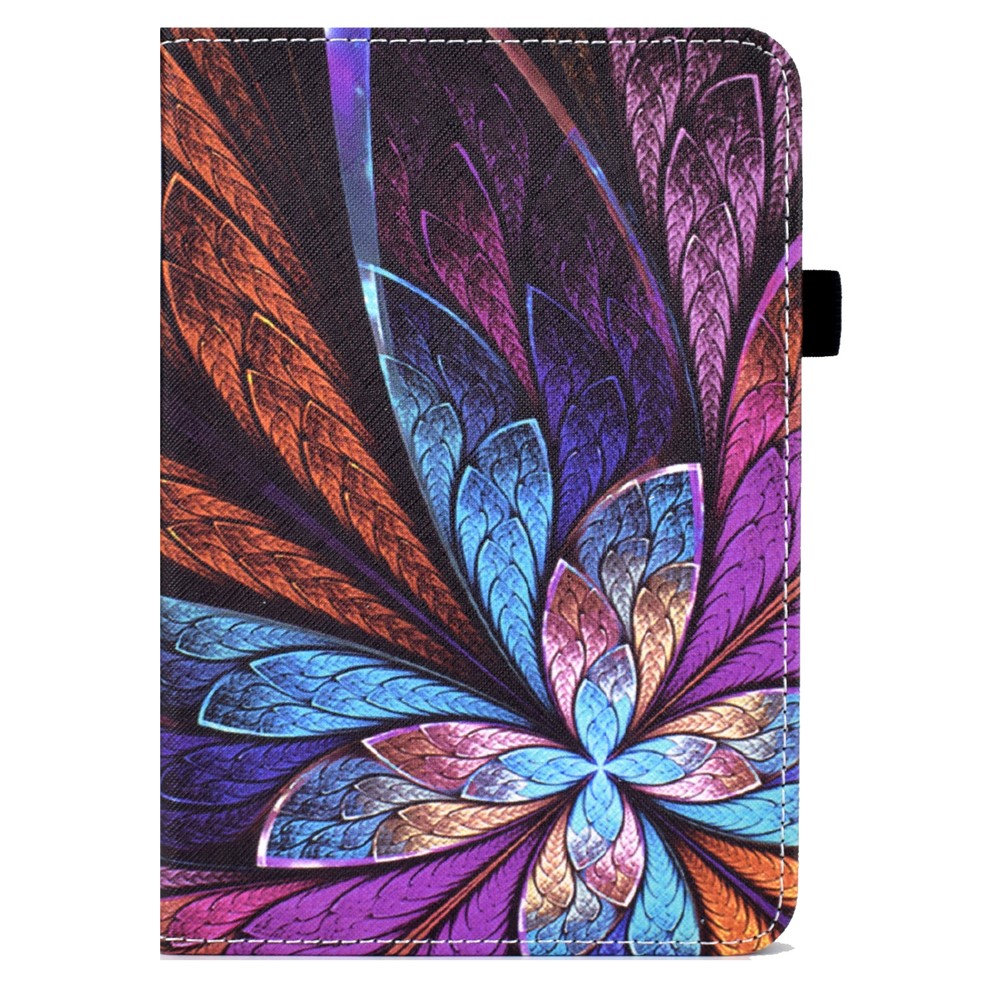 Elastic Strap Closure Pattern Printing Stand Leather Tablet Case Cover with Card Slots for iPad mini (2021) - Colorful Flower-2