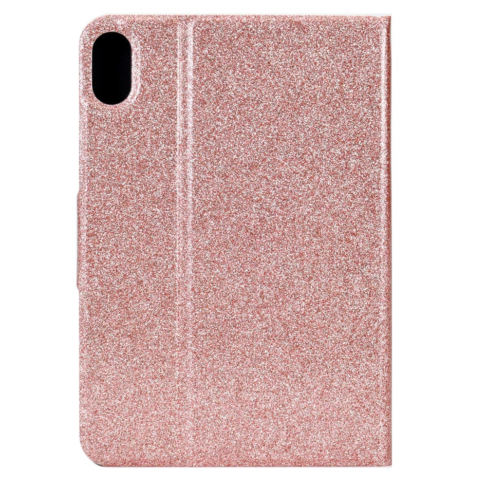 Glittering Powder Design Full Protection Stand PU Leather Cover with Card Slots for iPad mini (2021) - Pink-3
