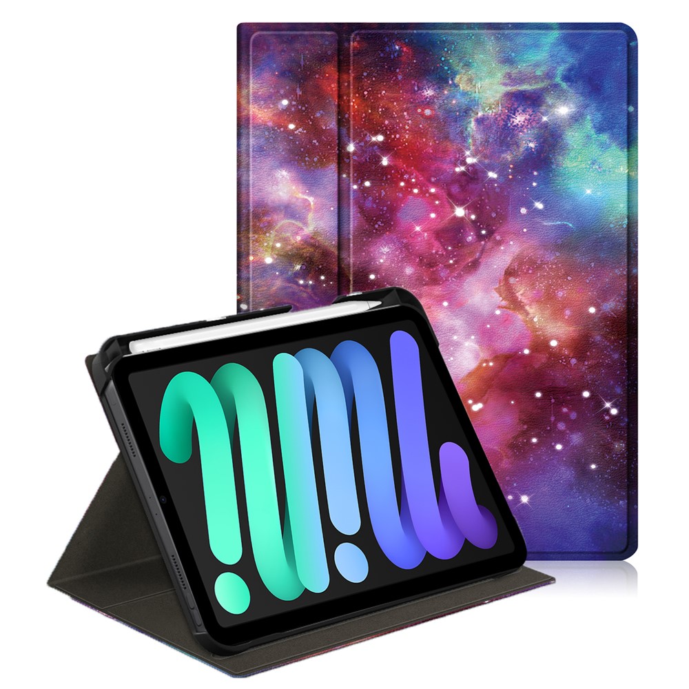 Pattern Printing Rotary Adjustable Stand Leather Tablet Case Shell for iPad mini (2021)-1