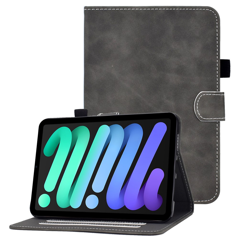 Built-in Card Slots Supporting Stand Quality Leather + TPU Tablet Case Protective Tablet PC Shell for iPad mini (2021) - Black-1