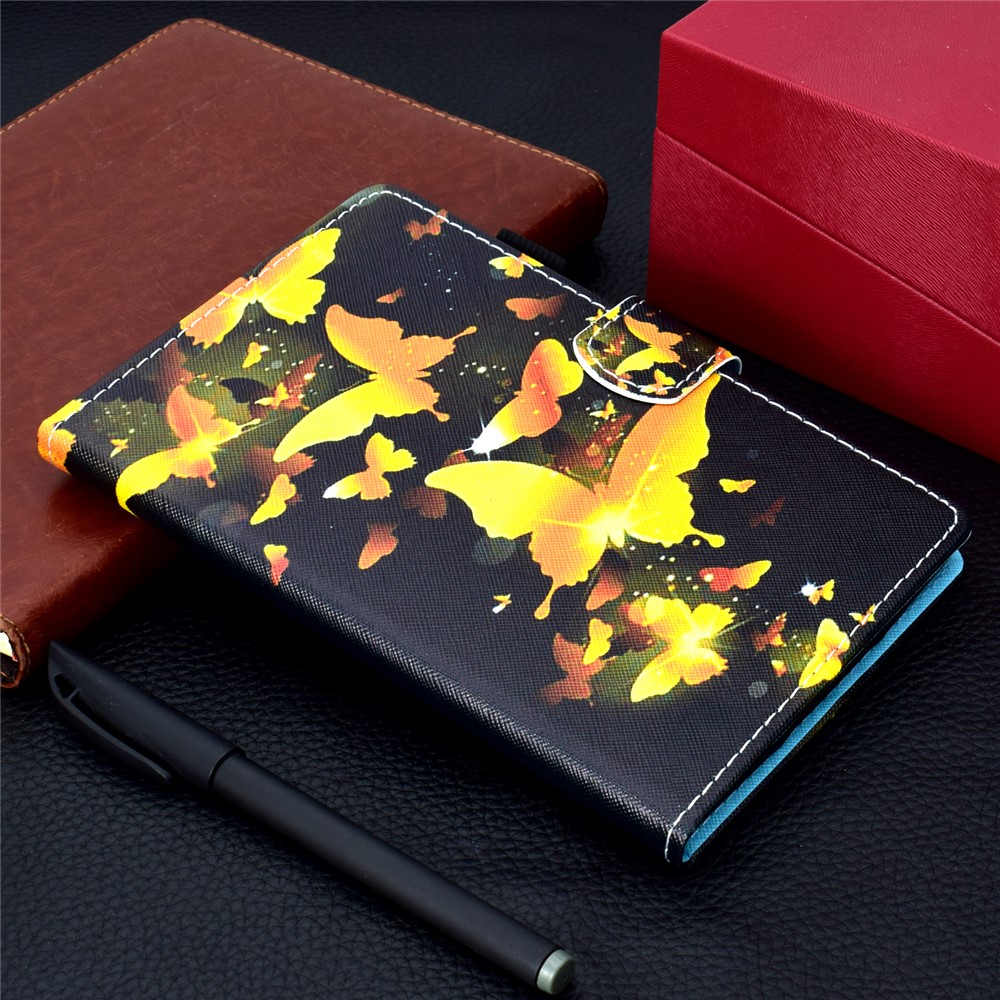 Pattern Printing Stitching Line Leather Tablet Stand Case Protective Cover with Card Slots for iPad mini (2021) - Gold Butterflies-10