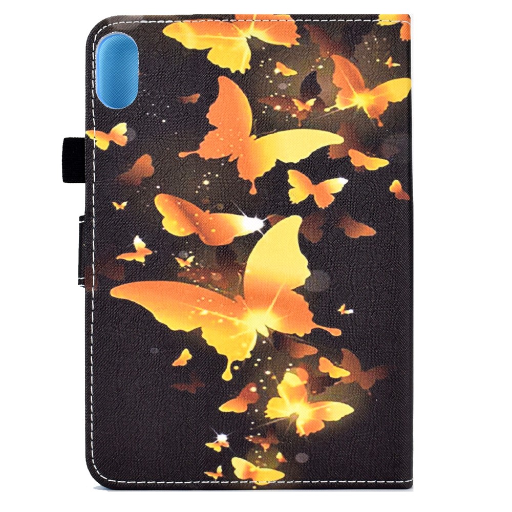 Pattern Printing Stitching Line Leather Tablet Stand Case Protective Cover with Card Slots for iPad mini (2021) - Gold Butterflies-3