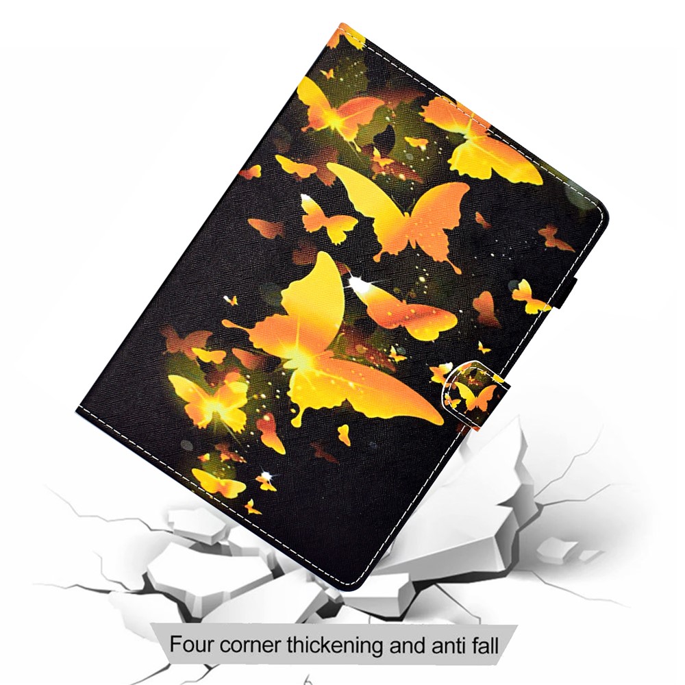 Pattern Printing Stitching Line Leather Tablet Stand Case Protective Cover with Card Slots for iPad mini (2021) - Gold Butterflies-9