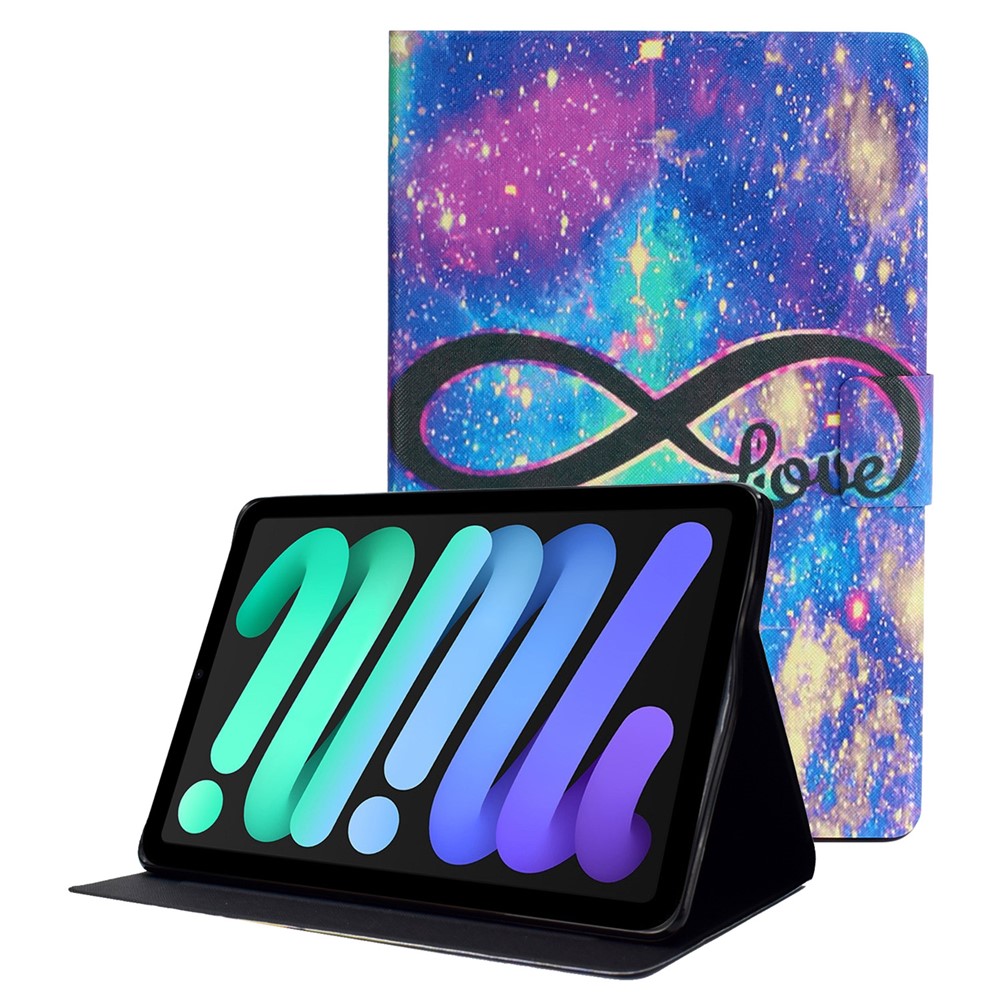 Stylish Pattern Printing Anti-Fall Card Slot Stand Design PU Leather Cover with Smart Auto Wake Sleep for iPad mini (2021) - Love-1
