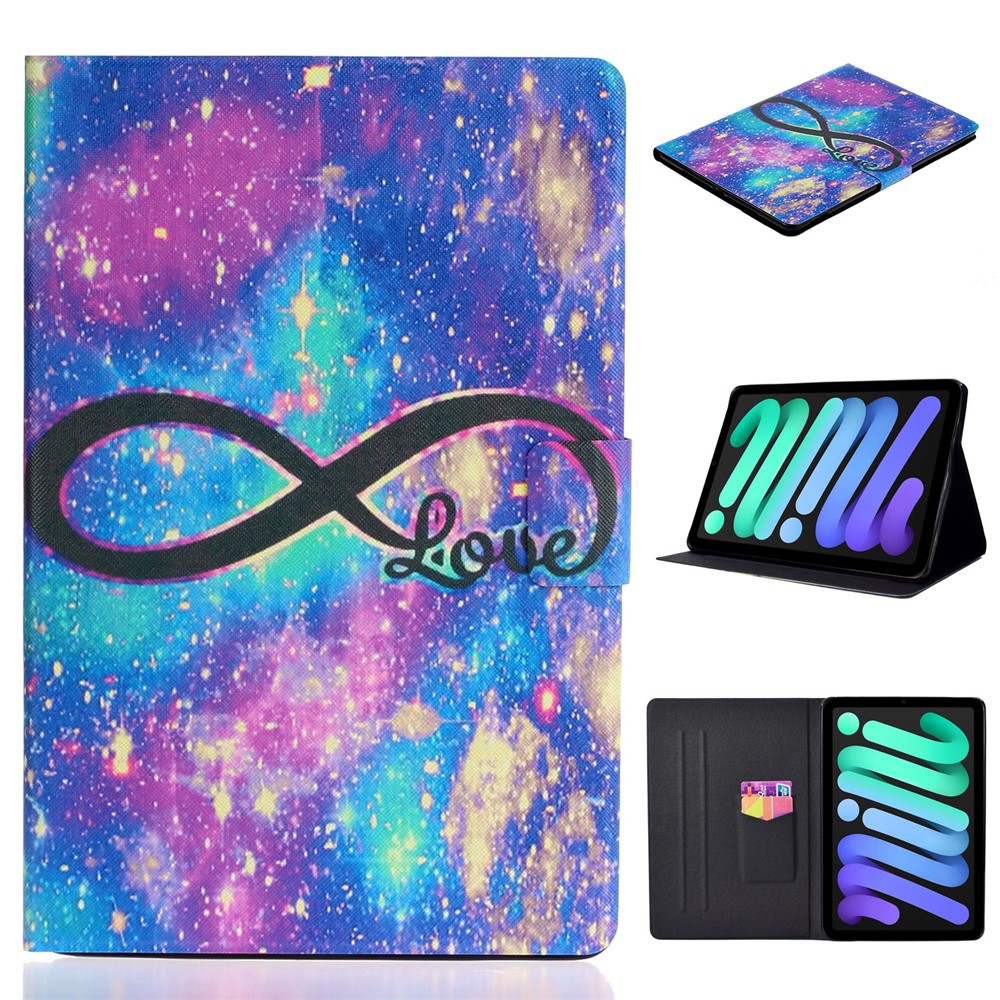 Stylish Pattern Printing Anti-Fall Card Slot Stand Design PU Leather Cover with Smart Auto Wake Sleep for iPad mini (2021) - Love-8