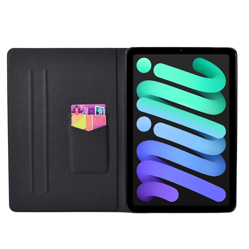 Pattern Printing PU Leather Stylish Anti-Drop Card Slot Stand Cover with Smart Auto Wake Sleep for iPad mini (2021) - Iron Tower-4