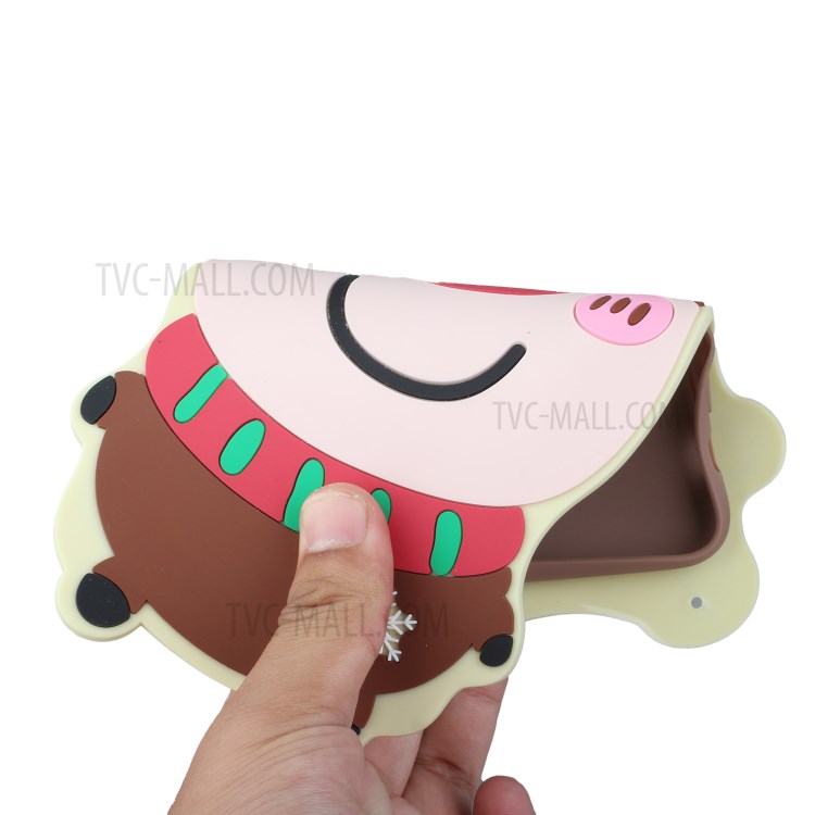 All-Inclusive Special-Shaped 3D Effect Santa/Christmas Reindeer Soft TPU + Silicone Phone Cover Case with Long Lanyard for iPhone 13 Pro 6.1 inch - Christmas Reindeer-3