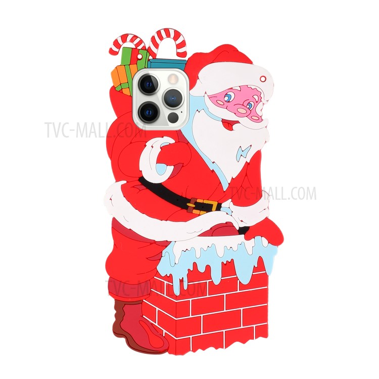 Anti-Scratch Flexible TPU + Silicone Phone Cover Special-Shaped Santa/Christmas Reindeer Pattern Design Case with Long Lanyard for iPhone 12 6.1 inch/12 Pro 6.1 inch - Santa-1