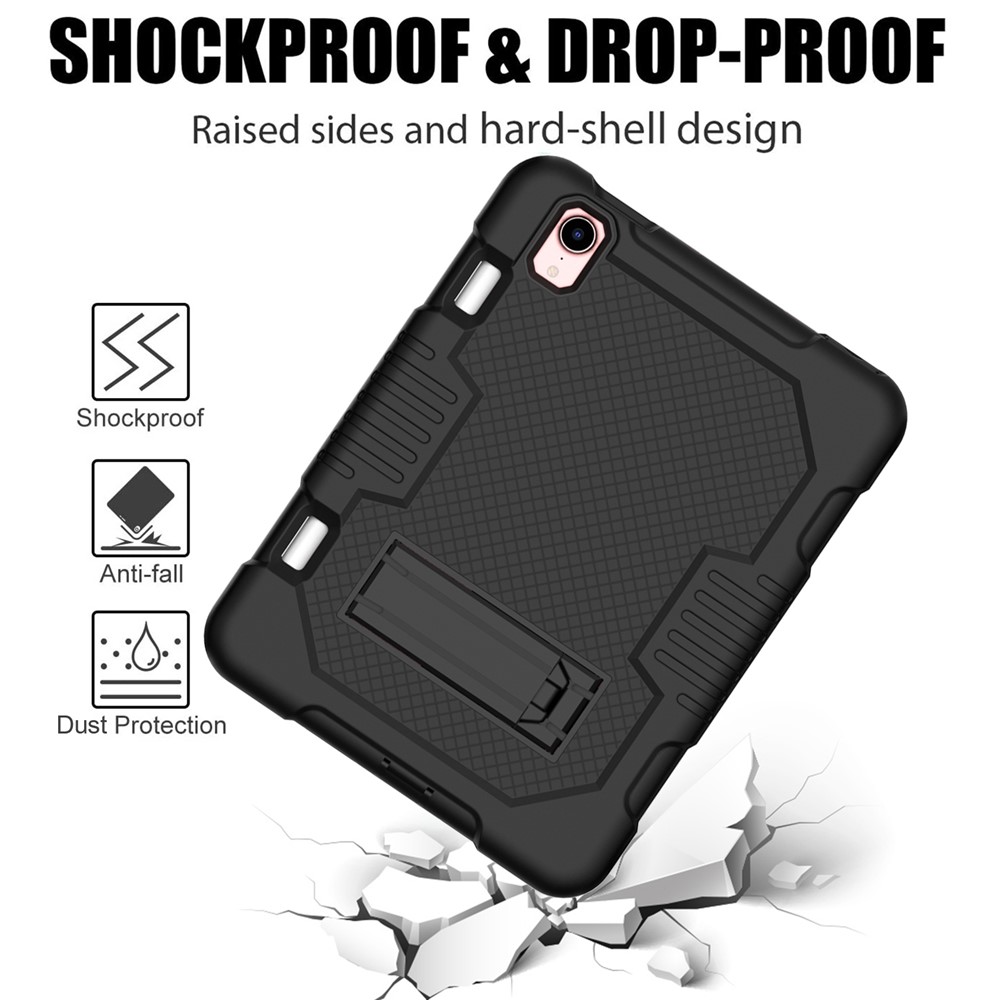 Contrast Color PC + TPU + Silicone Kickstand Design Tablet Cover Case for iPad mini (2021) - Black/Black-4