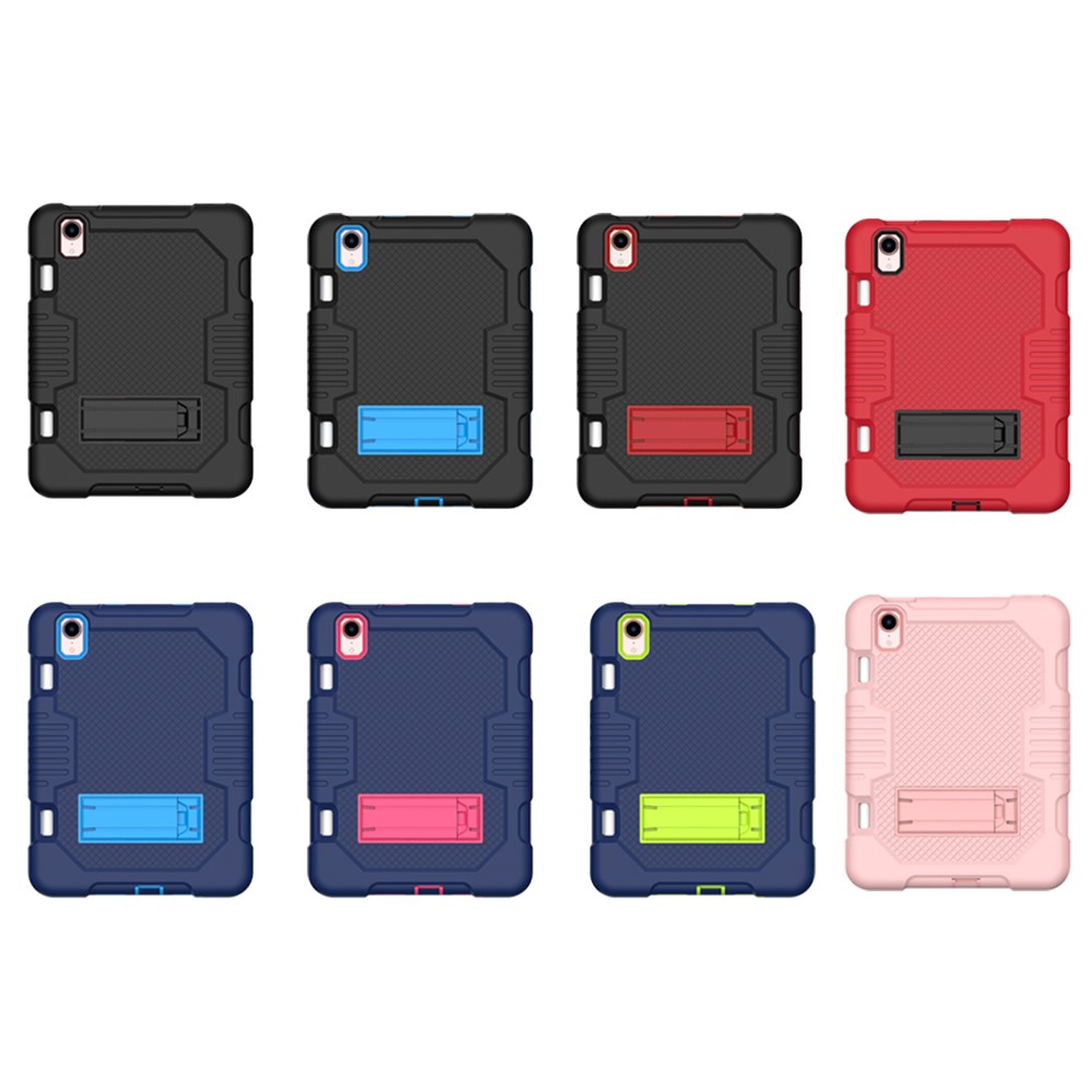 Contrast Color PC + TPU + Silicone Kickstand Design Tablet Cover Case for iPad mini (2021) - Black/Black-7