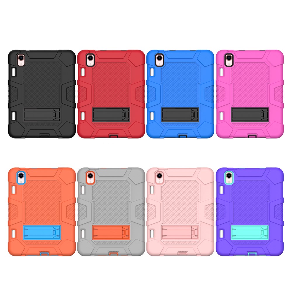 PC + TPU + Silicone Contrast Color Kickstand Tablet Case Shell for iPad mini (2021) - Black/Black-7