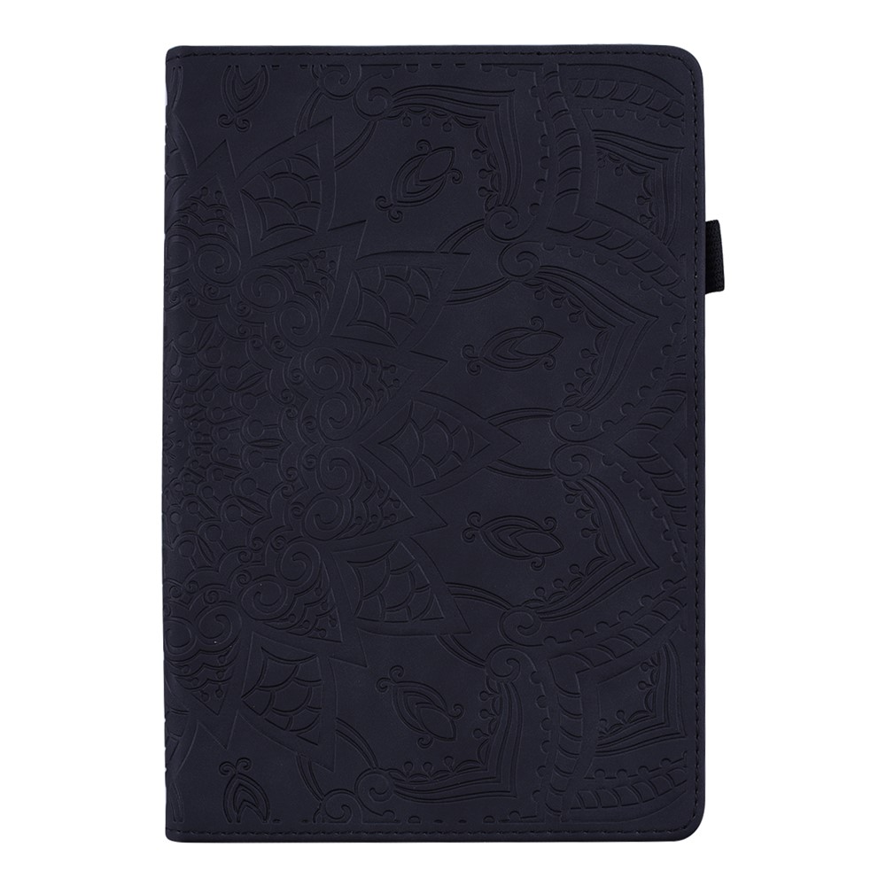 Flower Pattern Imprinting Leather Tablet Stand Cover with Card Slots for iPad mini (2021)/mini 6 - Black-2