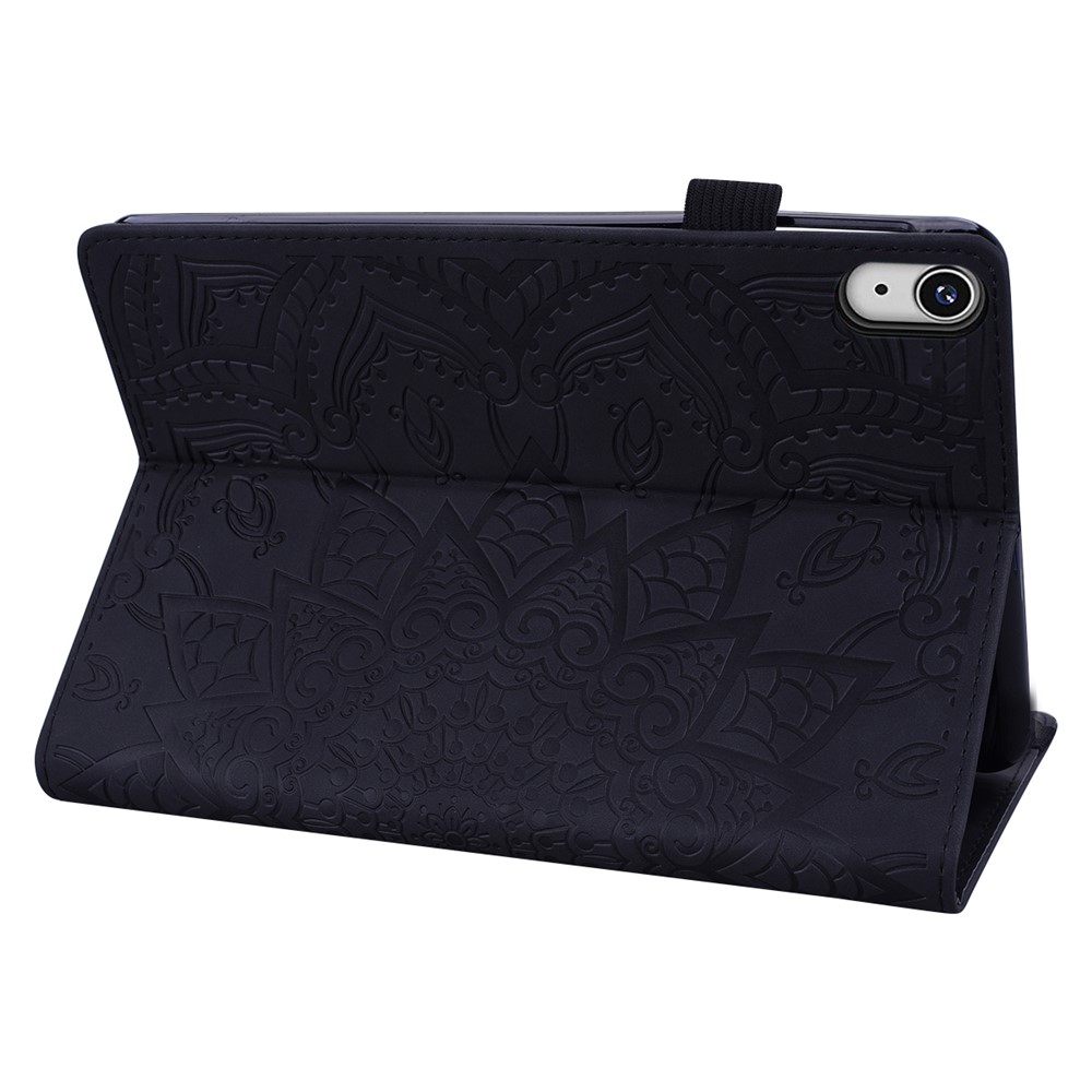 Flower Pattern Imprinting Leather Tablet Stand Cover with Card Slots for iPad mini (2021)/mini 6 - Black-4