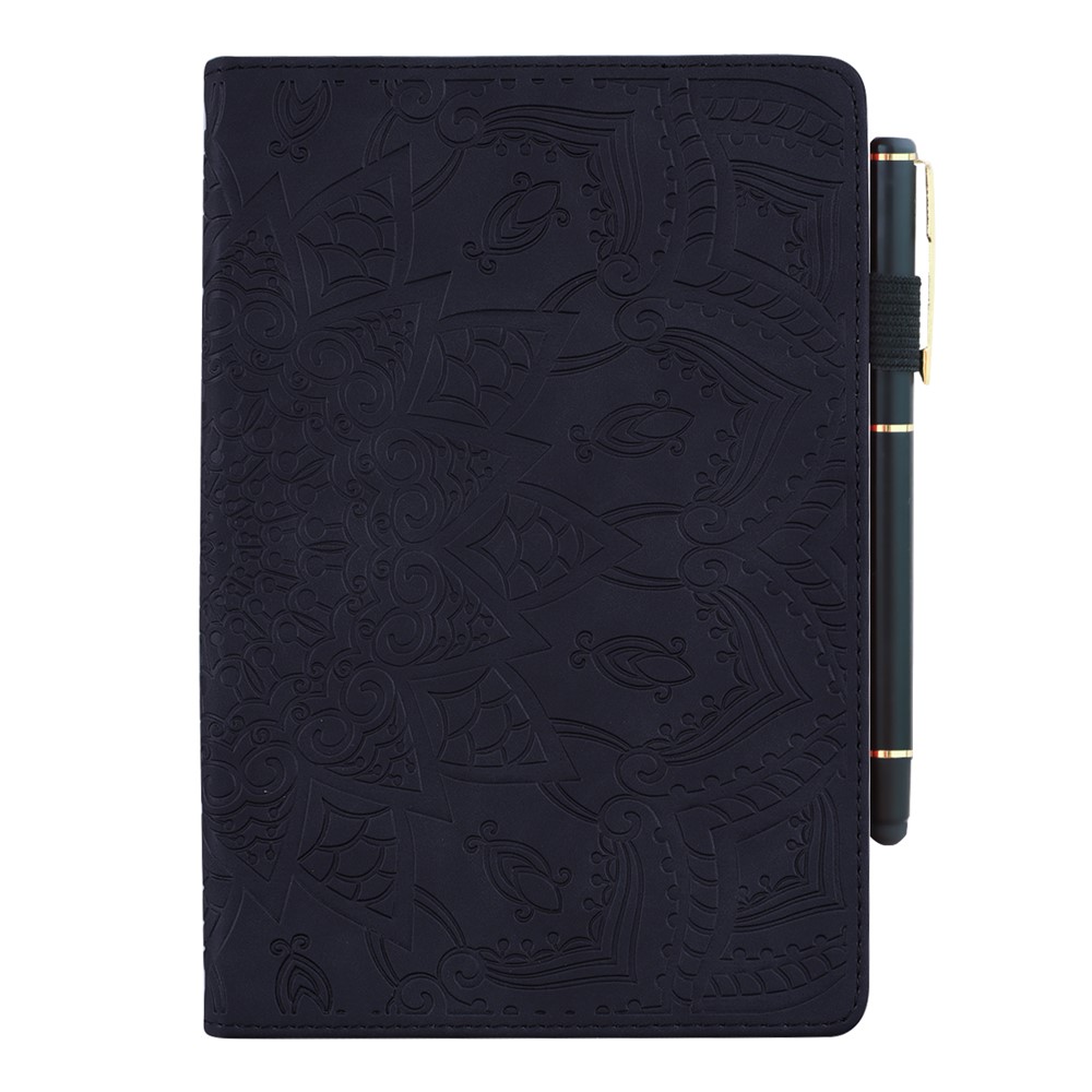 Flower Pattern Imprinting Leather Tablet Stand Cover with Card Slots for iPad mini (2021)/mini 6 - Black-7