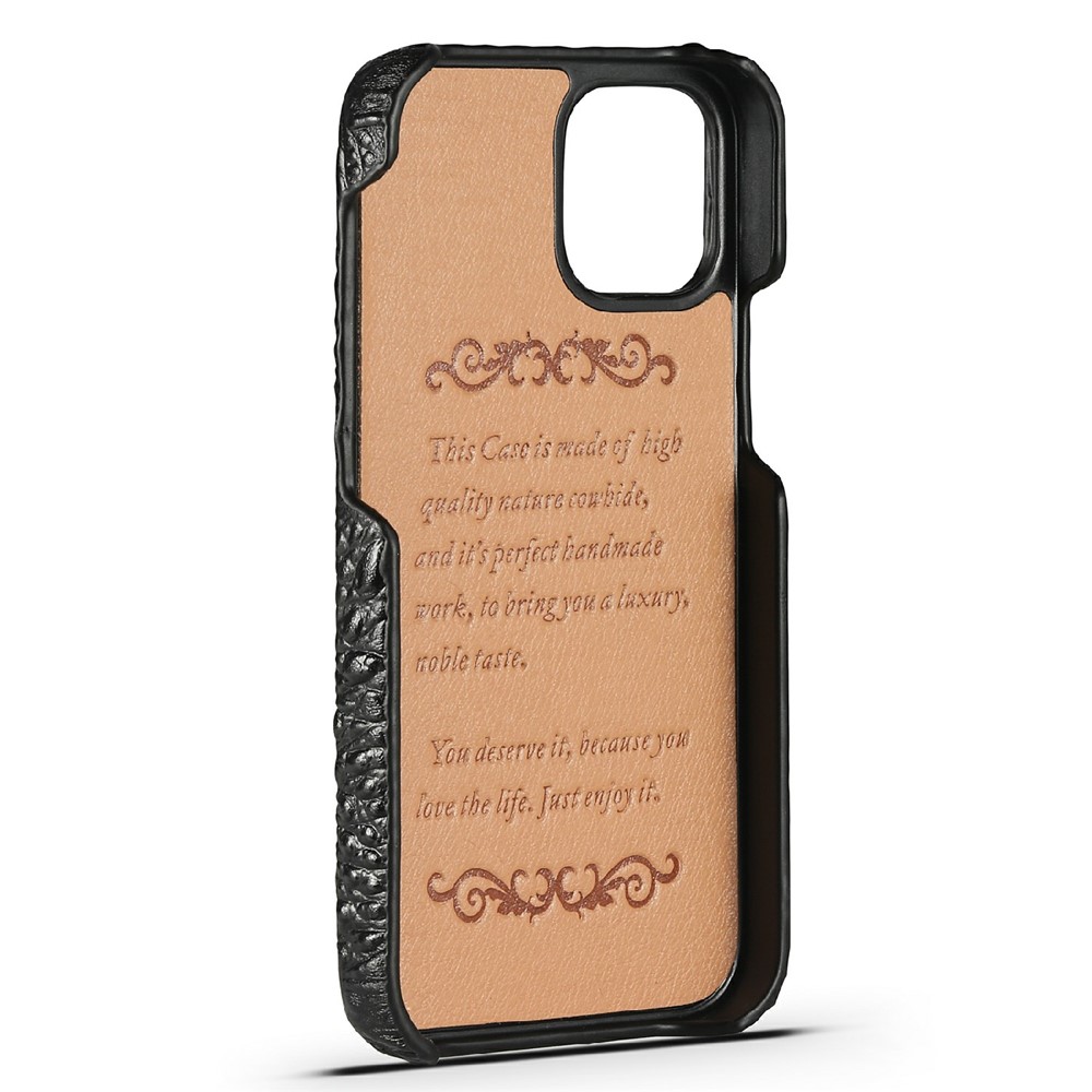 Crocodile Head Texture Genuine Leather Coated Hard PC Slim Anti-Slip Protective Back Cover for iPhone 13 mini 5.4 inch - Black-4