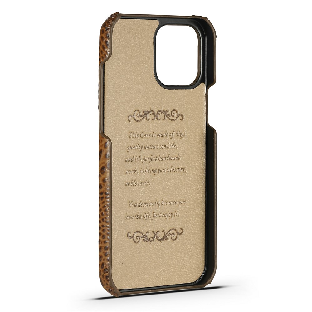 3D Crocodile Head Genuine Leather Coated PC Anti-Scratch Protective Back Case for iPhone 13 Pro Max 6.7 inch - Brown-4