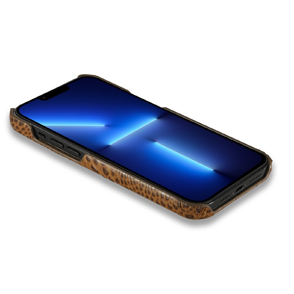 3D Crocodile Head Genuine Leather Coated PC Anti-Scratch Protective Back Case for iPhone 13 Pro Max 6.7 inch - Brown-6