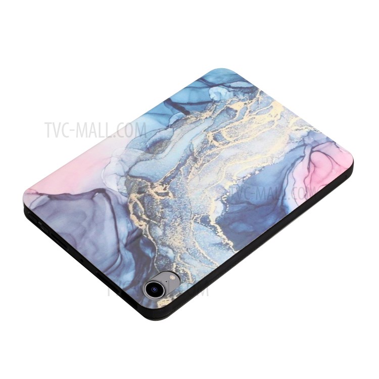 Pattern Printing Auto Wake/Sleep PU Leather Bi-fold Stand Tablet Case Cover for iPad mini (2021) - Gold Marble Pattern-6