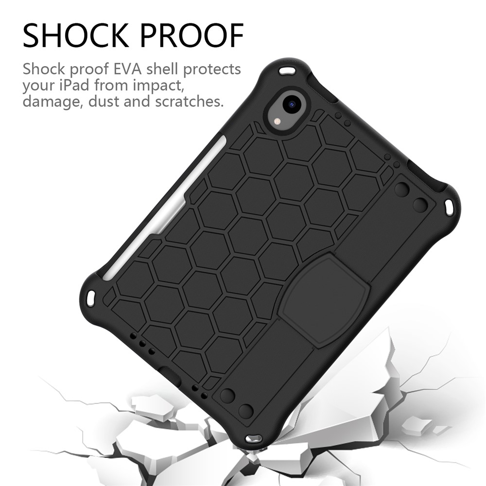 Honeycomb Texture EVA Tablet Shell with Shoulder Strap for iPad mini (2021) - All Black-3