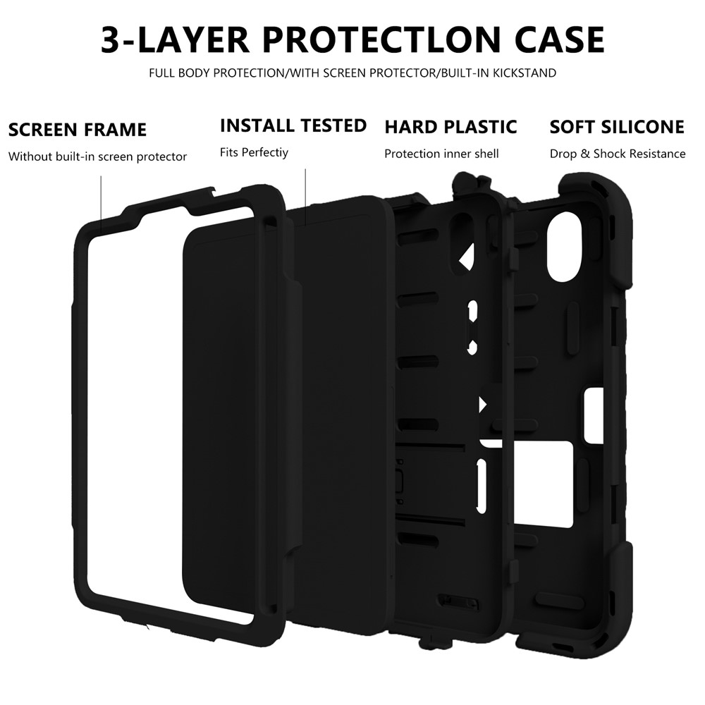 Rhombus Surface PC + TPU Hybrid Tablet Case Kickstand Protective Cover with Lanyard for iPad mini (2021) - Black-4