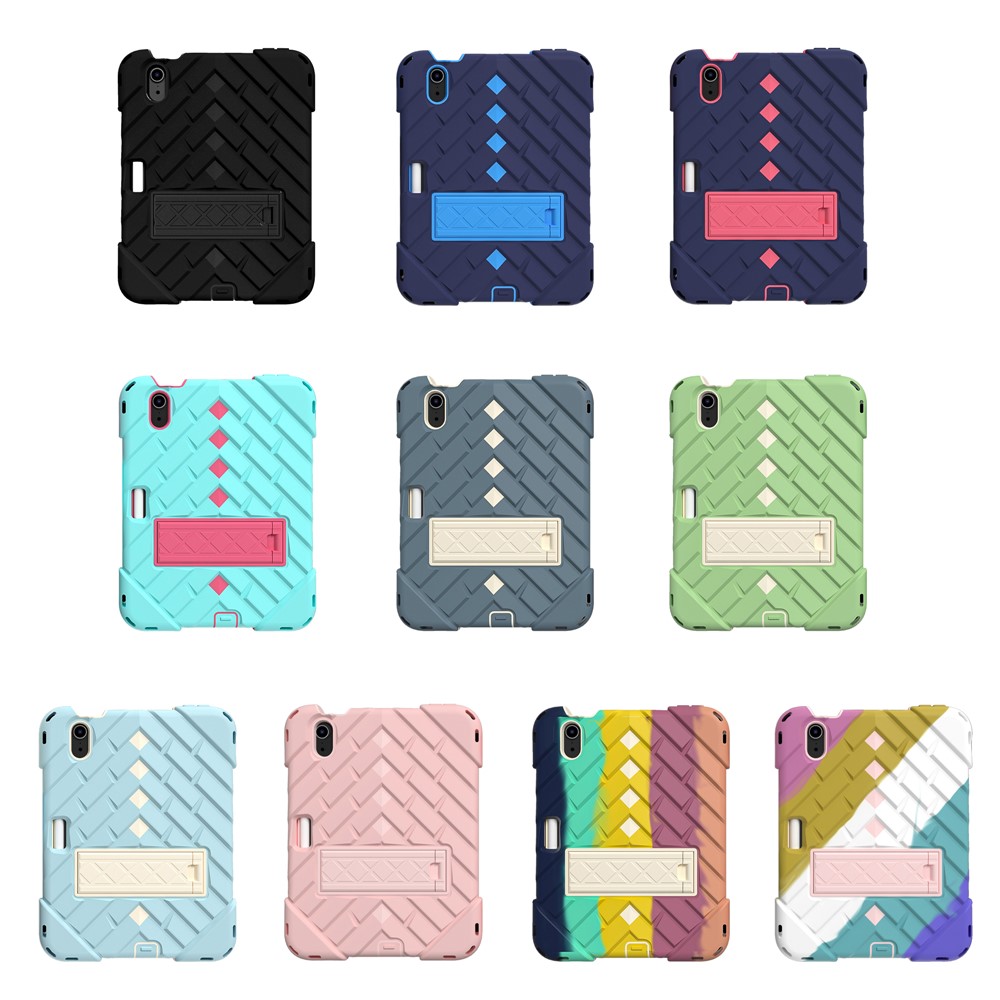 Rhombus Surface PC + TPU Hybrid Tablet Case Kickstand Protective Cover with Lanyard for iPad mini (2021) - Black-7