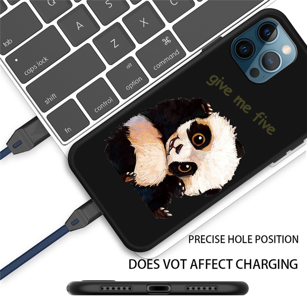 Cute Panda Pattern Printing Matte TPU Back Shockproof Cover for iPhone 13 Pro Max - Black-2