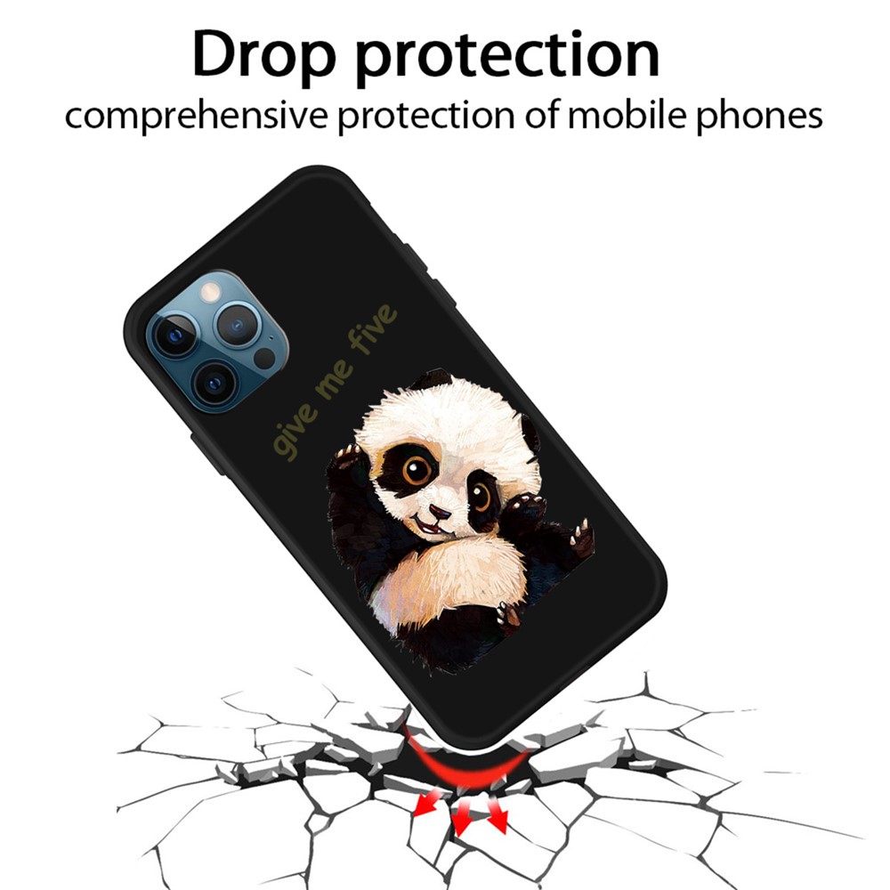 Cute Panda Pattern Printing Matte TPU Back Shockproof Cover for iPhone 13 Pro Max - Black-3