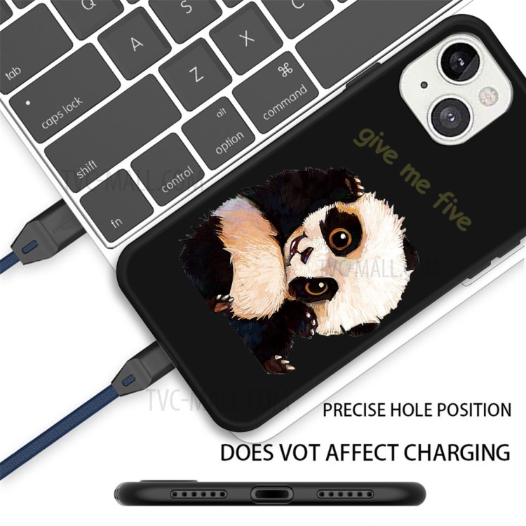Cute Panda Pattern Printing Matte Slim Fit TPU Cover Protective Phone Case for iPhone 13 mini 5.4 inch - Black-2