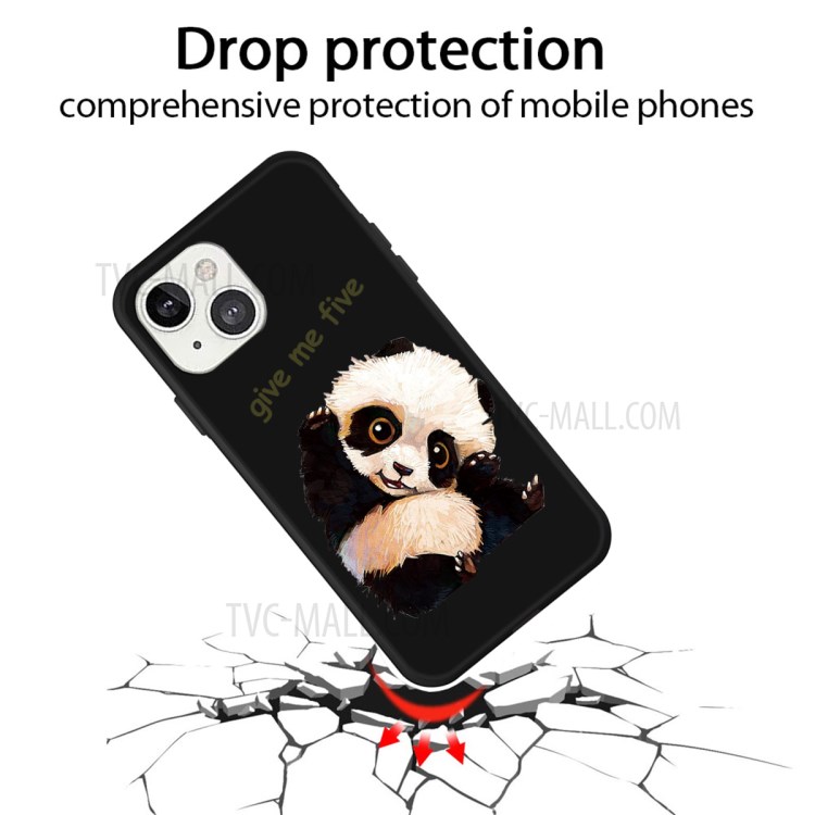 Cute Panda Pattern Printing Matte Slim Fit TPU Cover Protective Phone Case for iPhone 13 mini 5.4 inch - Black-3