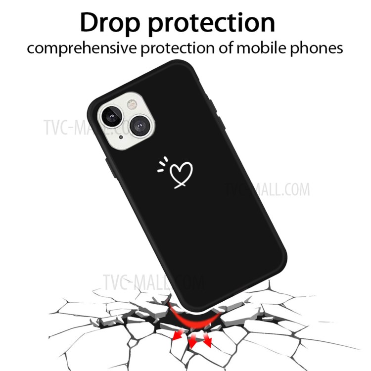 Love-Heart Shape Pattern Printing Slim Matte Soft TPU Protective Cover for iPhone 13 mini 5.4 inch - Black-2